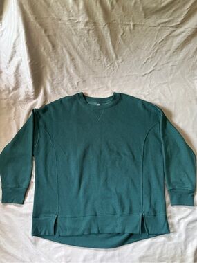 SO woman oversized  Crewneck Sweatshirt - Deep Teal Green size L